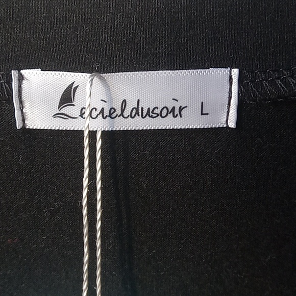 Women's Long Sleeve Shirt V Neck Black Size L Lecieldusoir - Picture 4 of 7